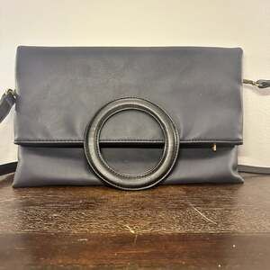 Anthropologie Navy Blue Clutch w/Removable Strap Crossbody Purse Bag